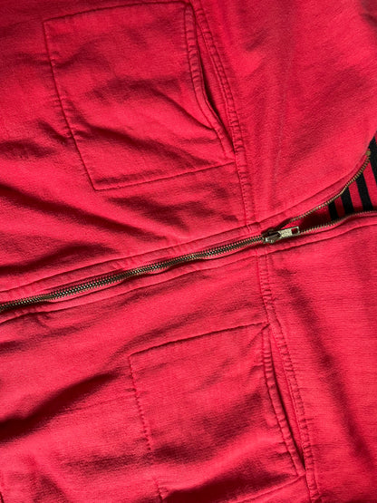 Red black striped bomber cardigan