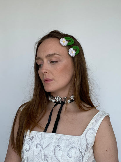 Flower crochet clips