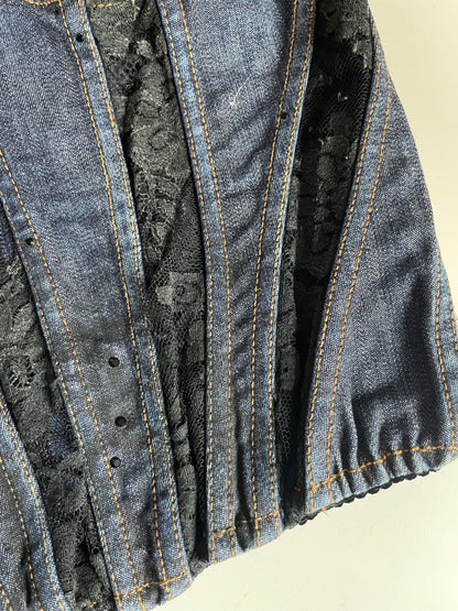 Jeans lace corset bustier