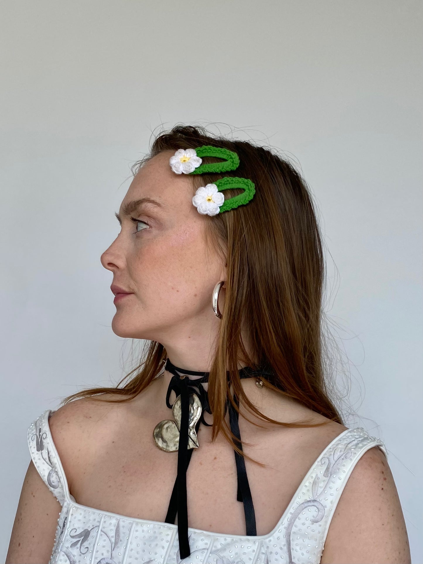 Flower crochet clips