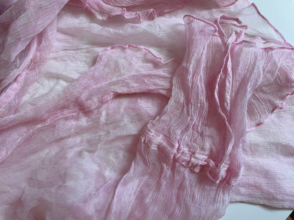 Mesh ruffle pink blouse