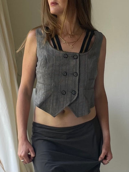 Doublebreasted Glen plaid gilet