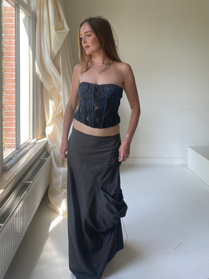 Jeans lace corset bustier