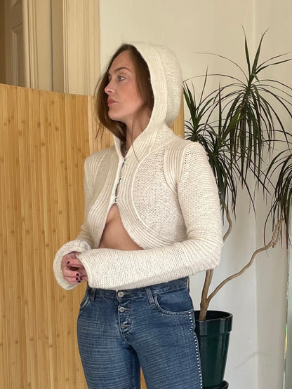 Knitted hooded cardigan