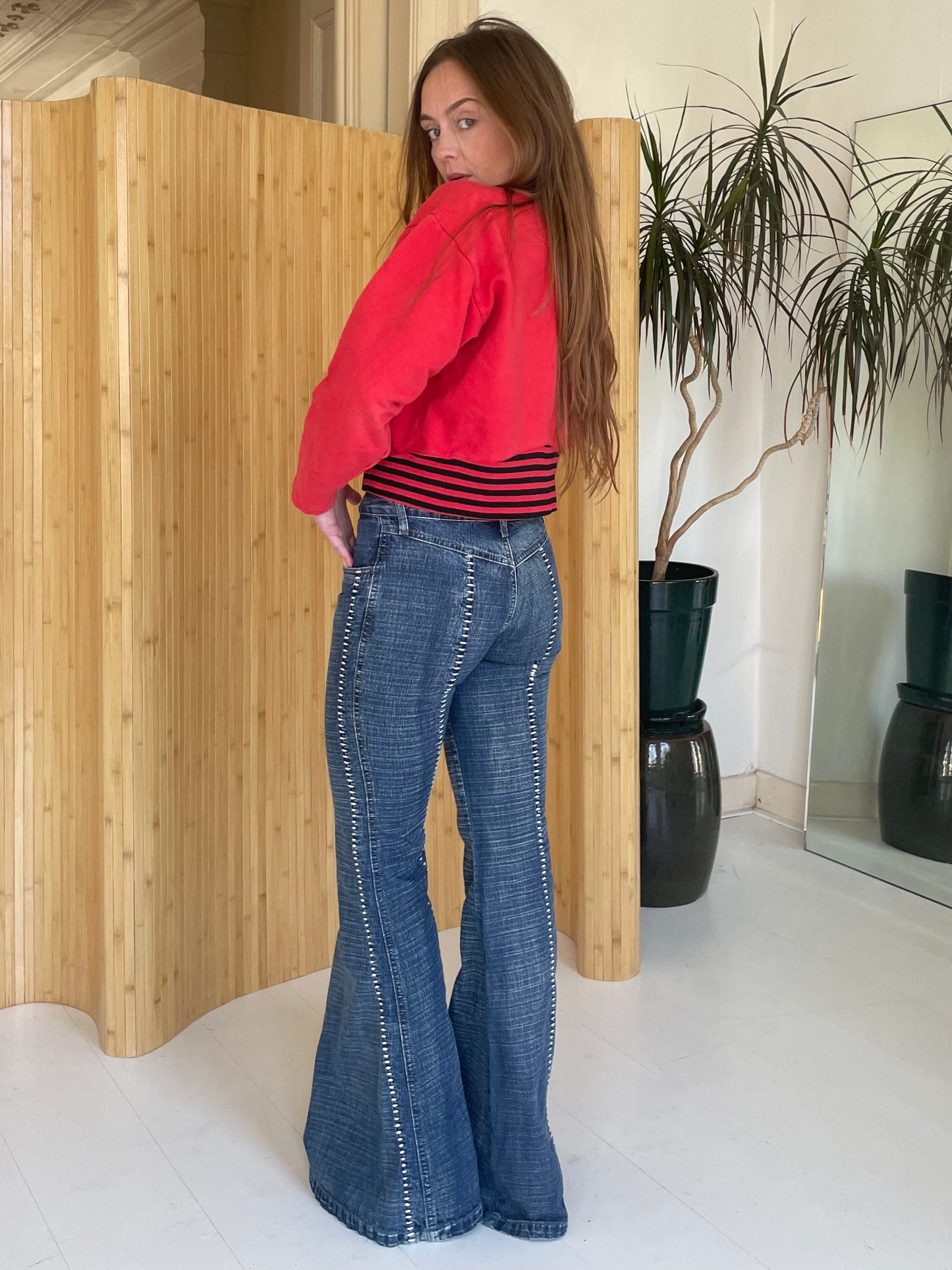 Red black striped bomber cardigan