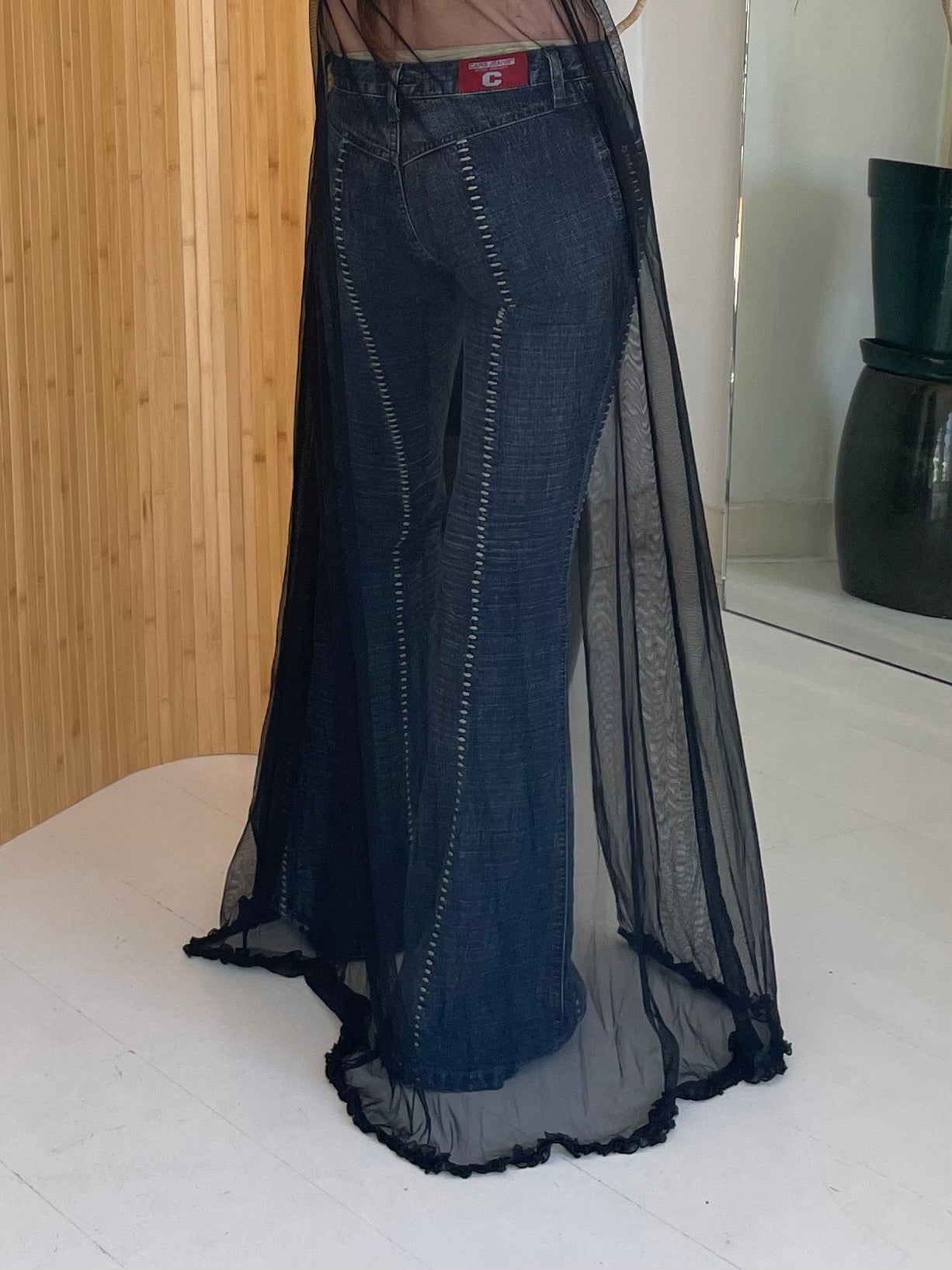 Hooded mesh cardigan