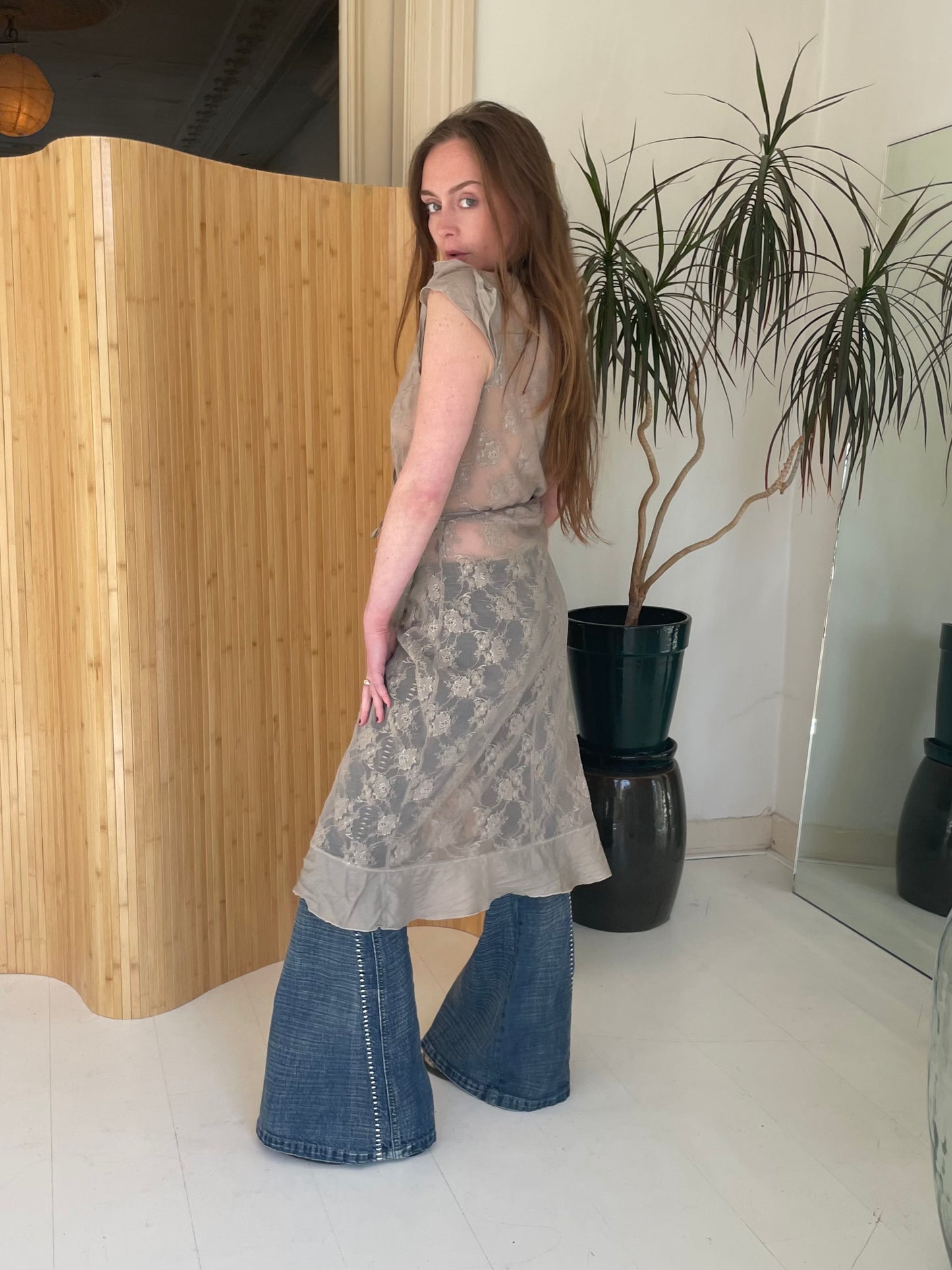 Sheer lace indie sleeze cardigan