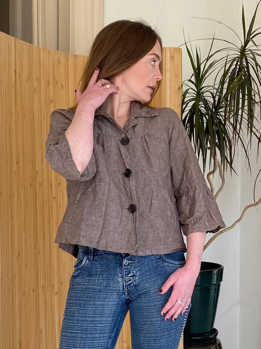Linen peacoat