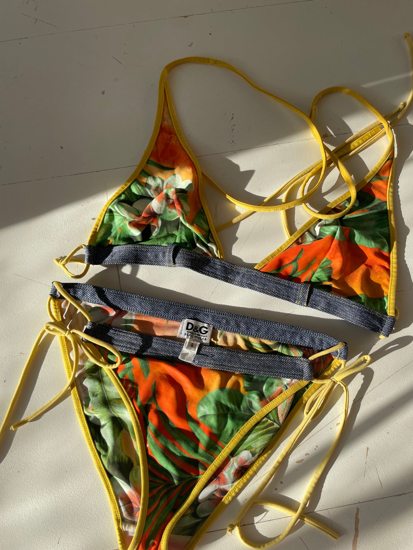 Vintage D&G tropical denim bikini