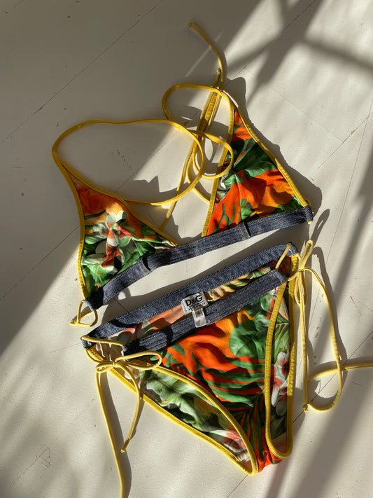 Vintage D&G tropical denim bikini
