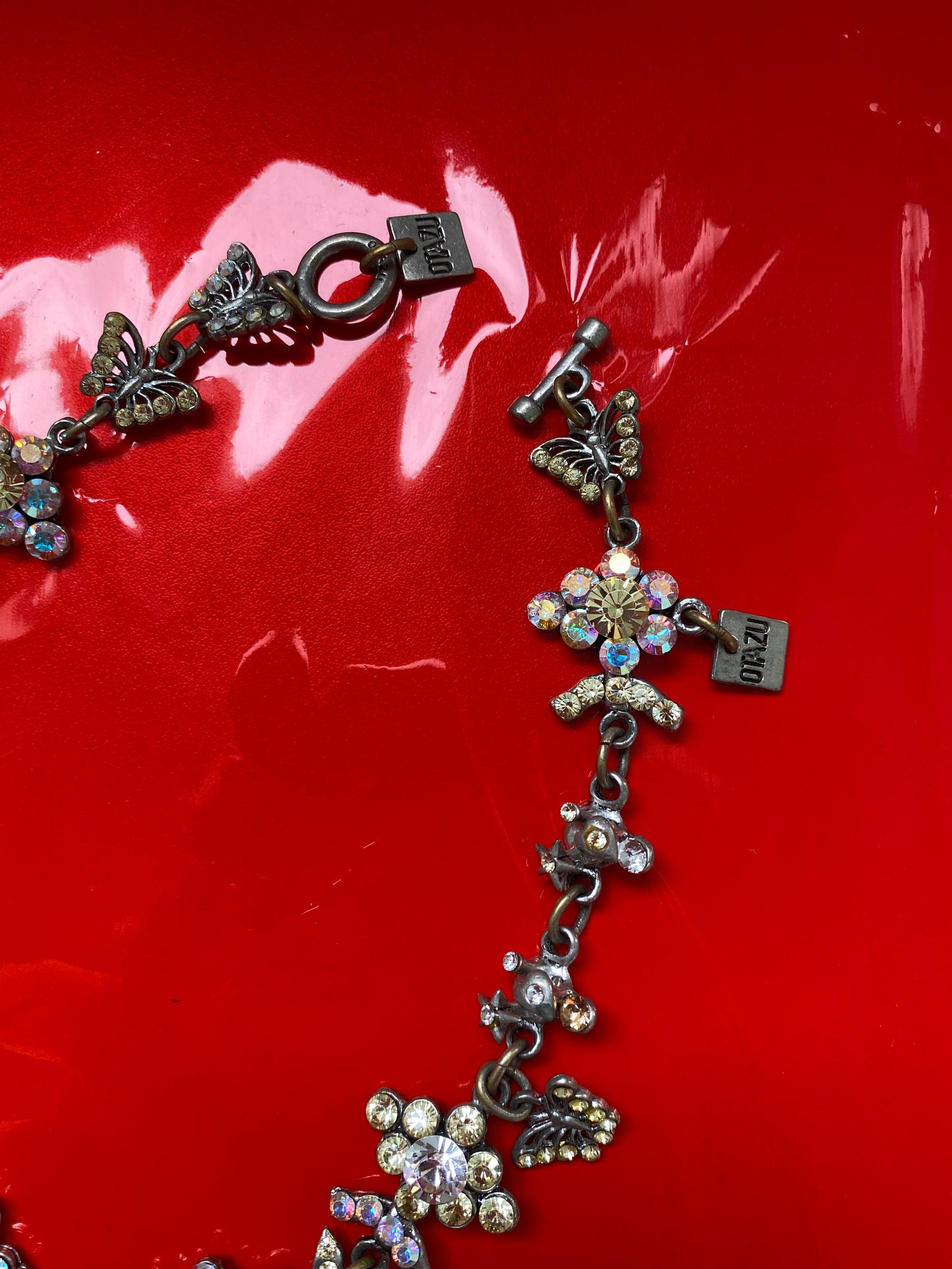 Otazu butterfly flower charm necklace
