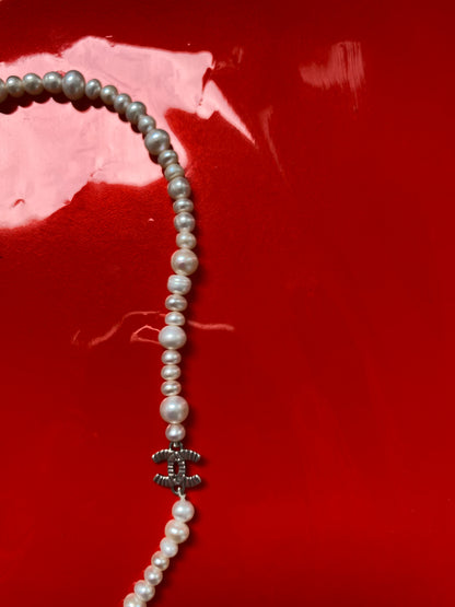 Vintage pearl necklace with chanel charm