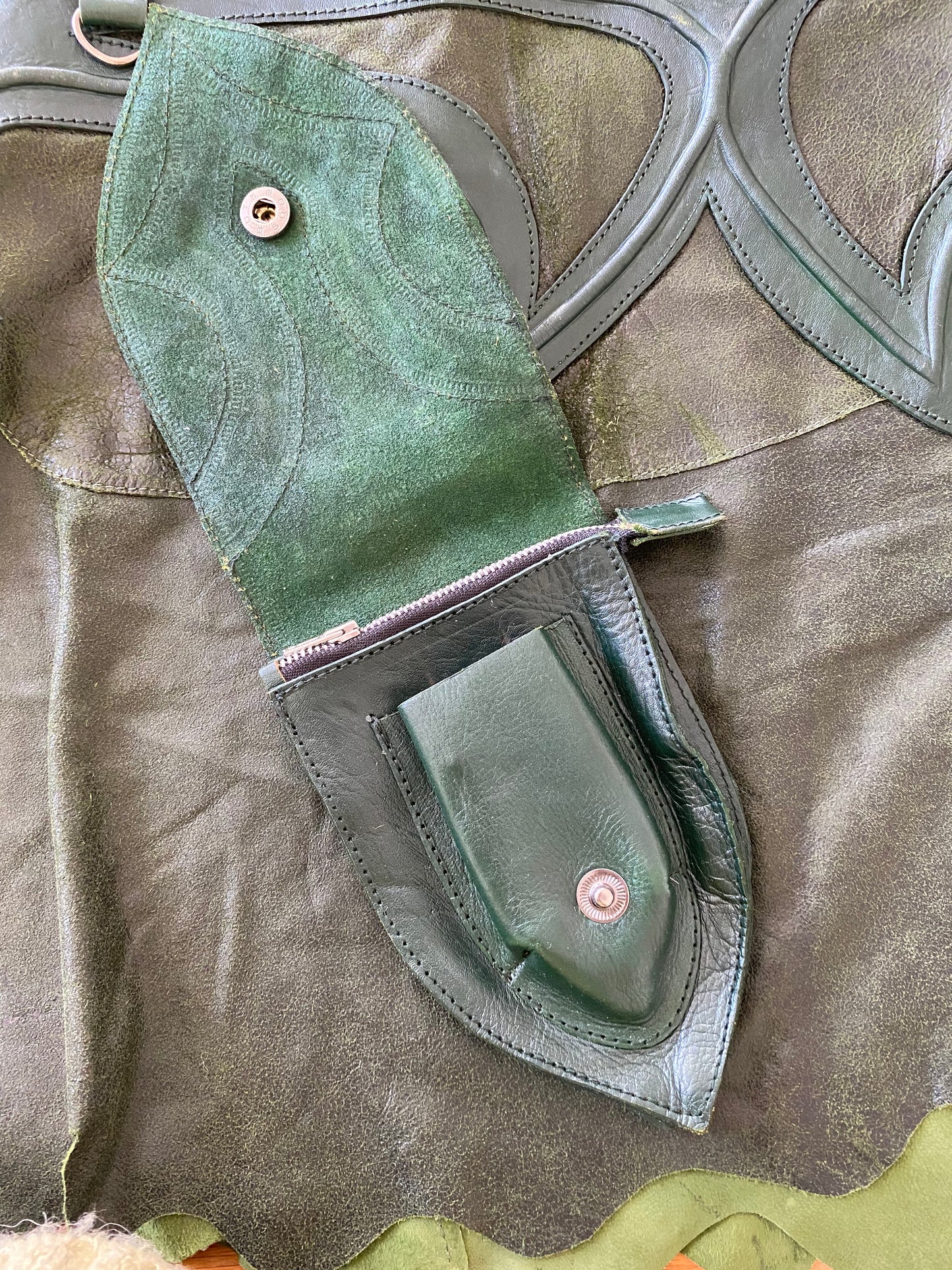 Green leather rave skirt