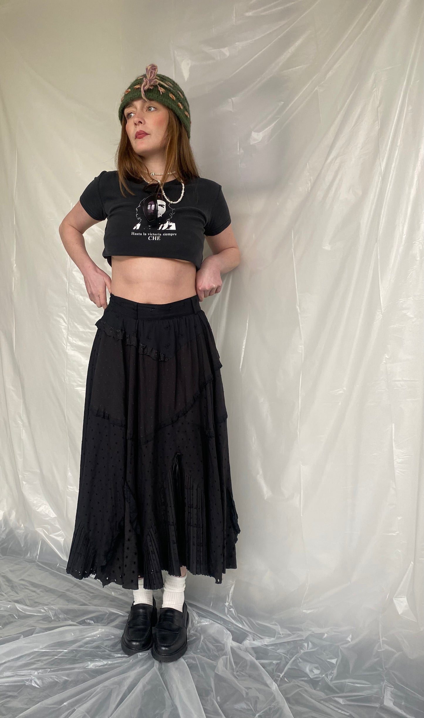 Black eye-let lace bowtie skirt