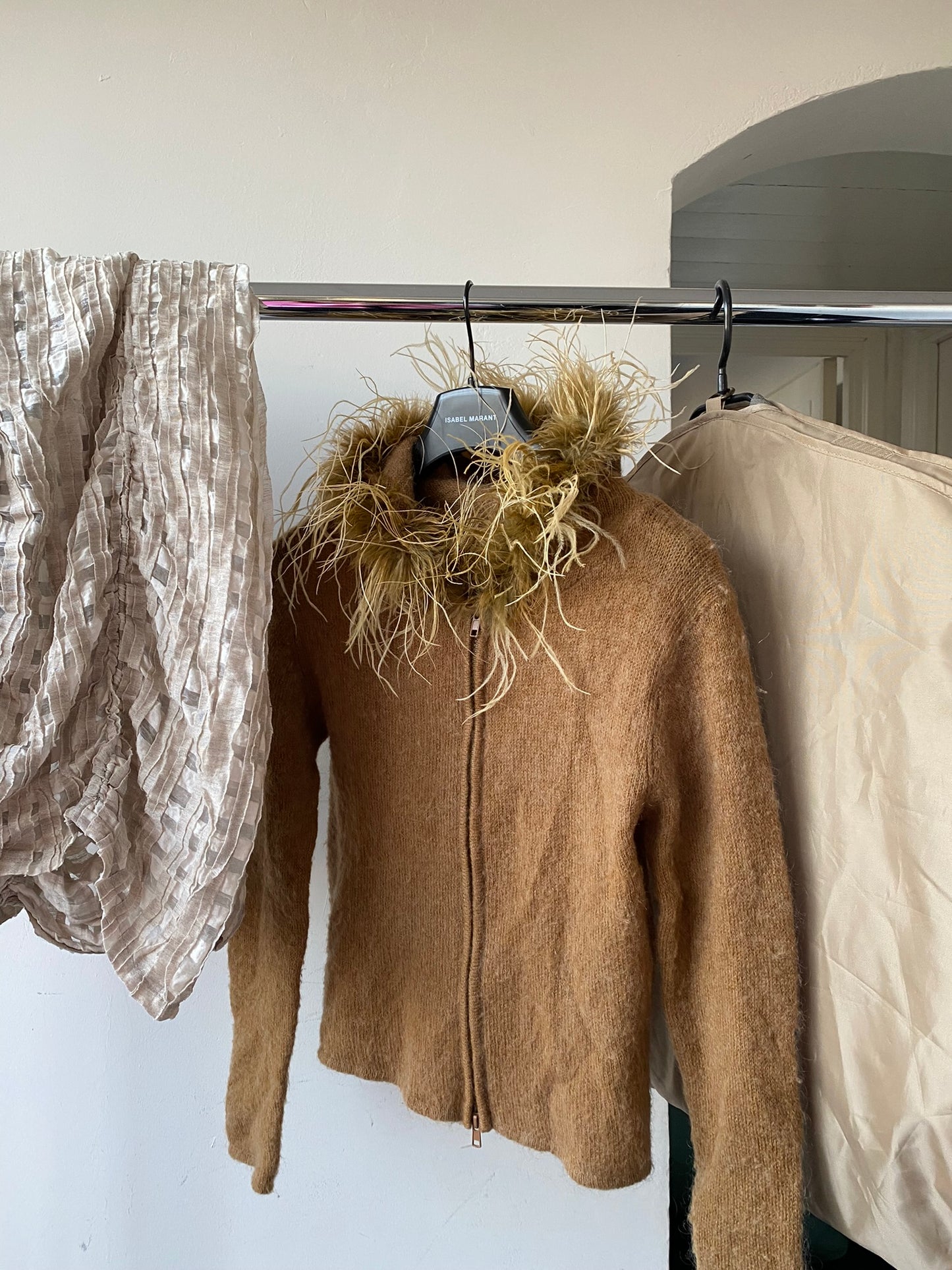 Vintage Mohair Wool furry zipper hoodie
