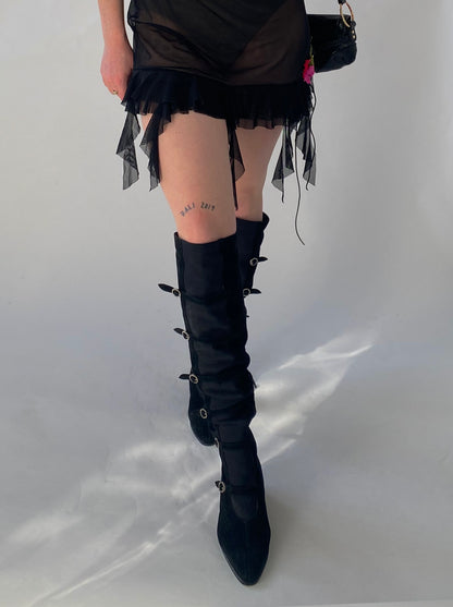 Gothic glamour buckled boots
