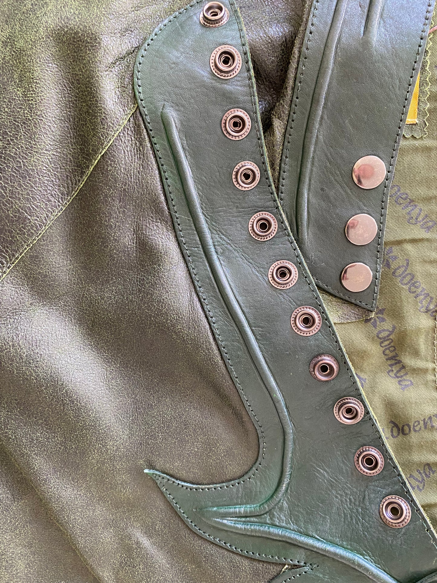 Green leather rave skirt