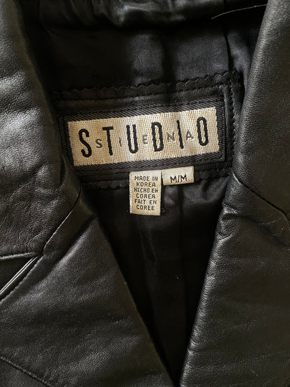 vintage leather fitted gilet