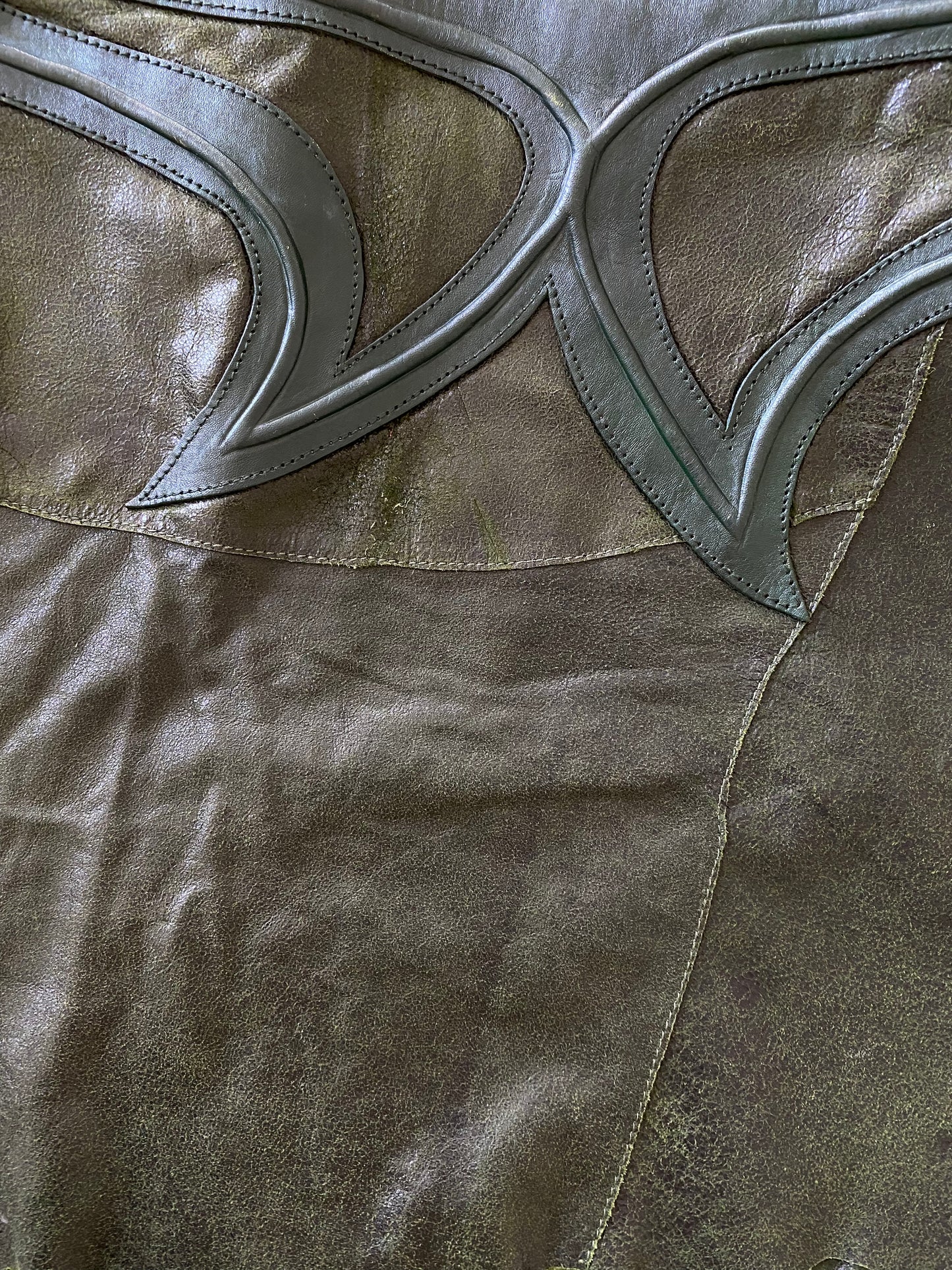 Green leather rave skirt