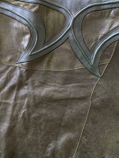 Green leather rave skirt