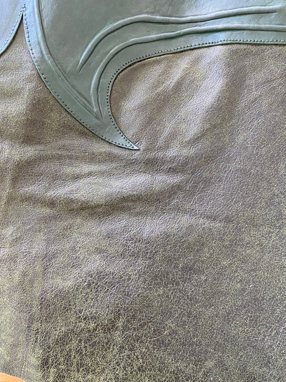 Green leather rave skirt