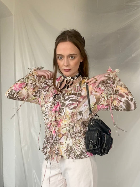 Taifun sheer ruffled blouse