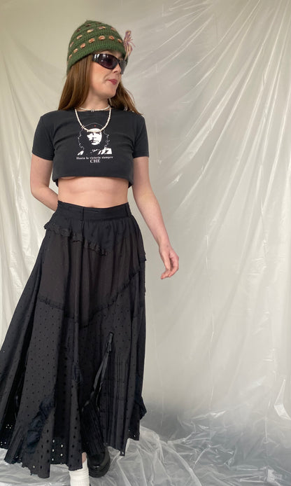 Black eye-let lace bowtie skirt