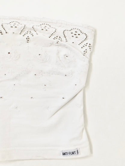 Anti-Flirt eye-let lace tube top