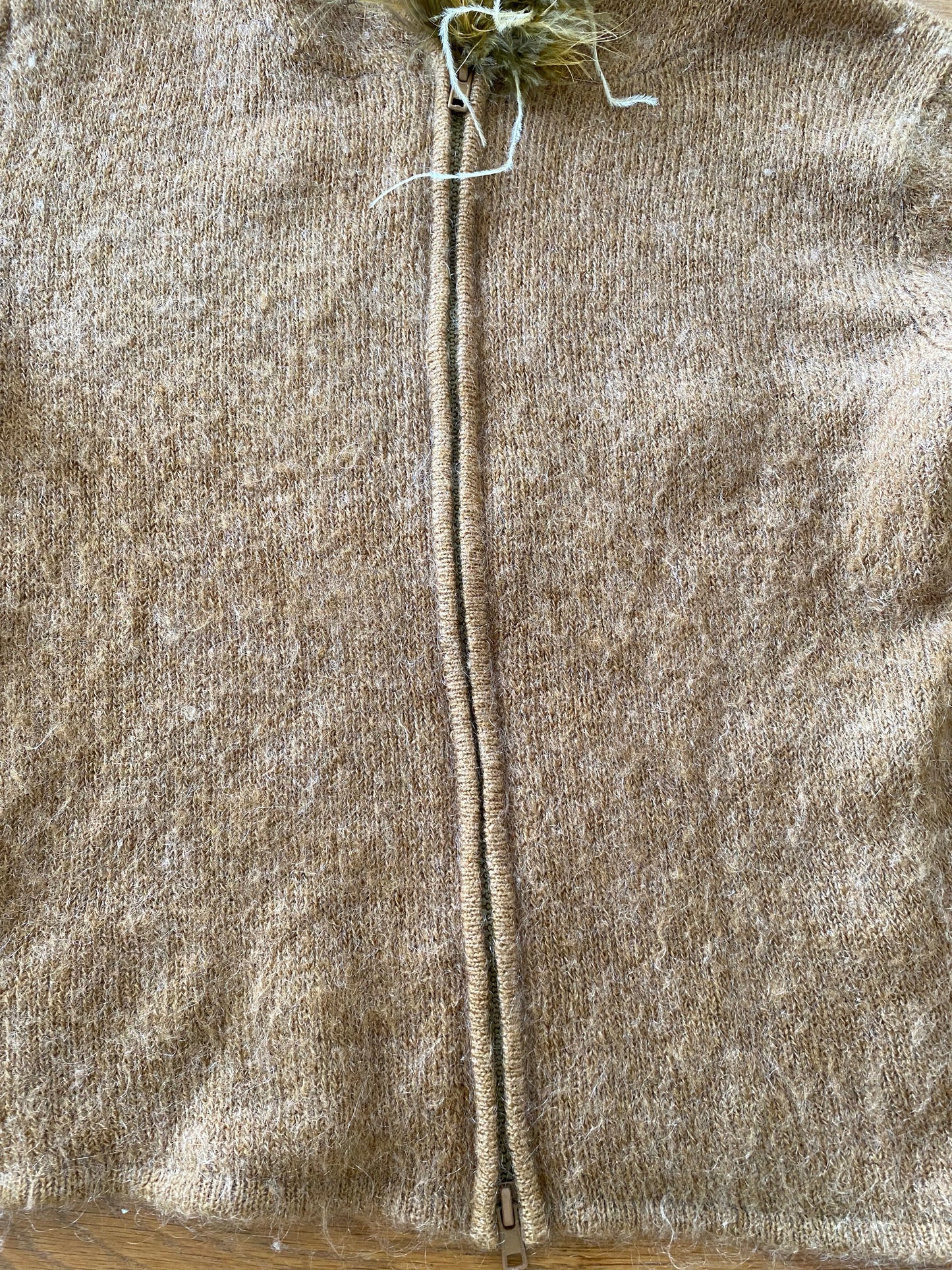 Vintage Mohair Wool furry zipper hoodie