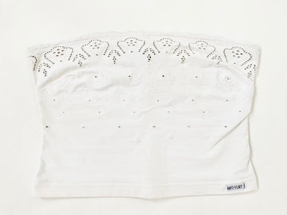 Anti-Flirt eye-let lace tube top