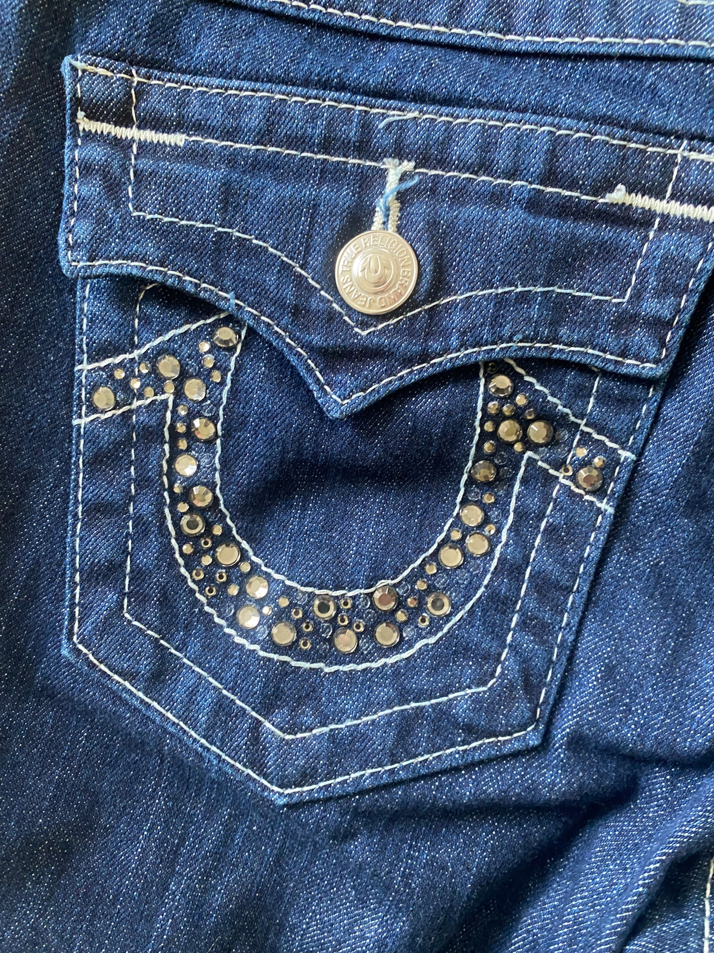 True religion low waist embellished pockets