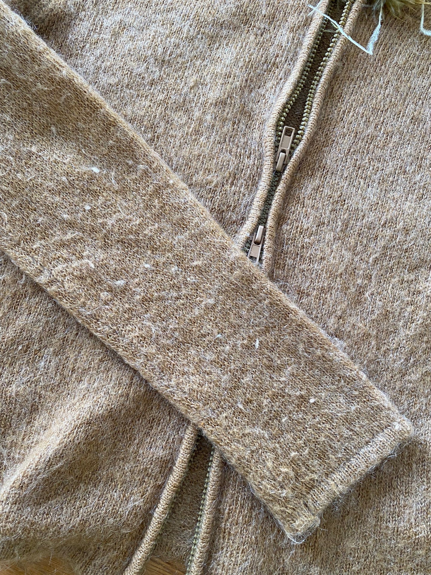 Vintage Mohair Wool furry zipper hoodie