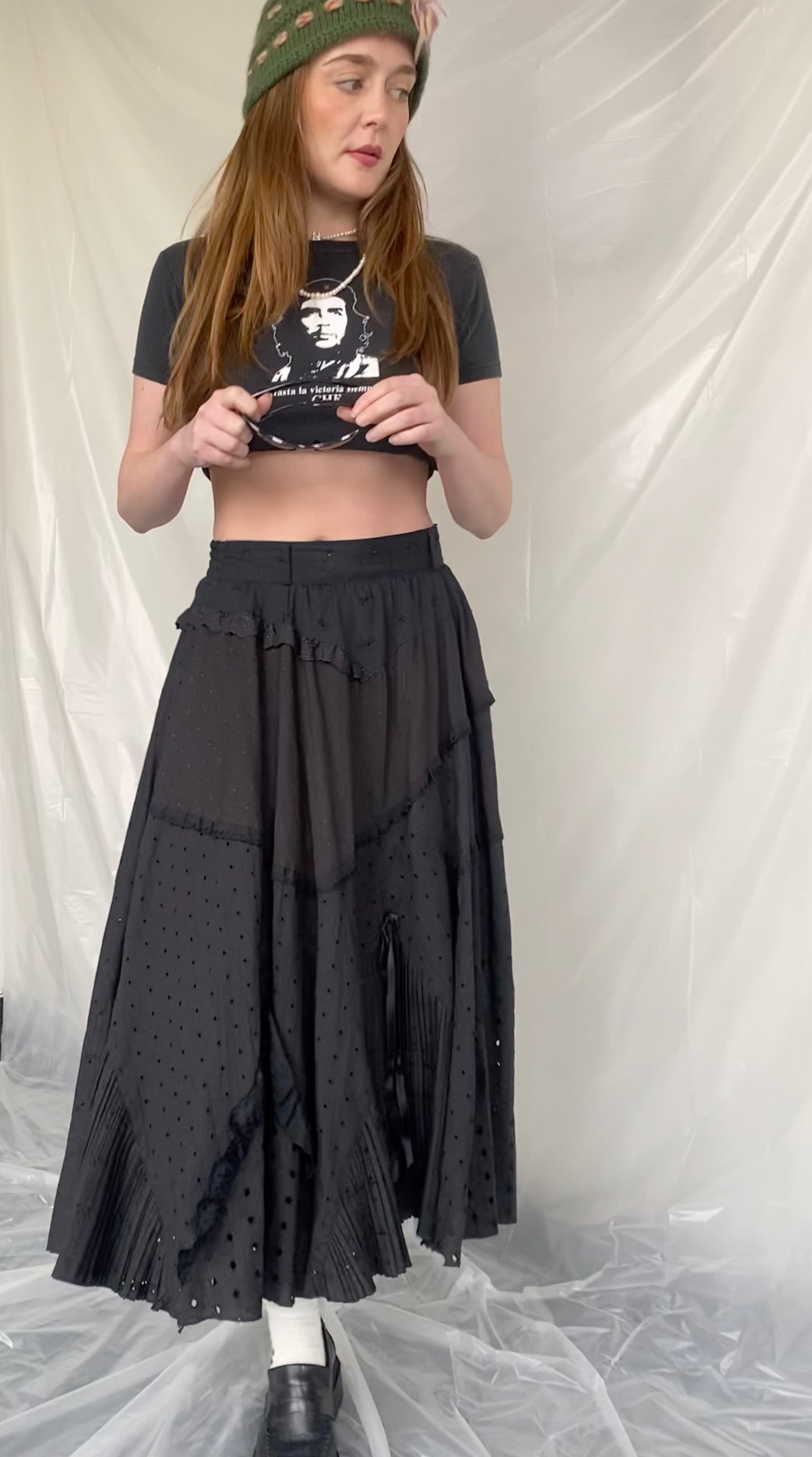 Black eye-let lace bowtie skirt
