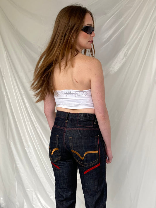 Vintage jeans embroidered pocket