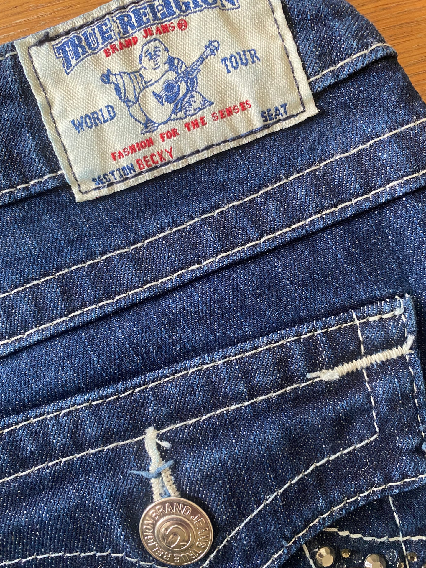 True religion low waist embellished pockets