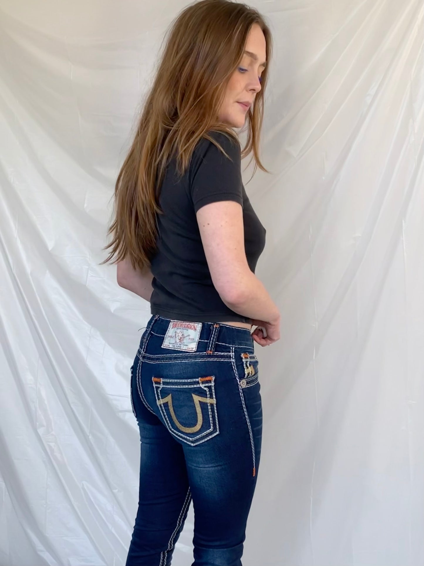 True religion low waist skinny jeans
