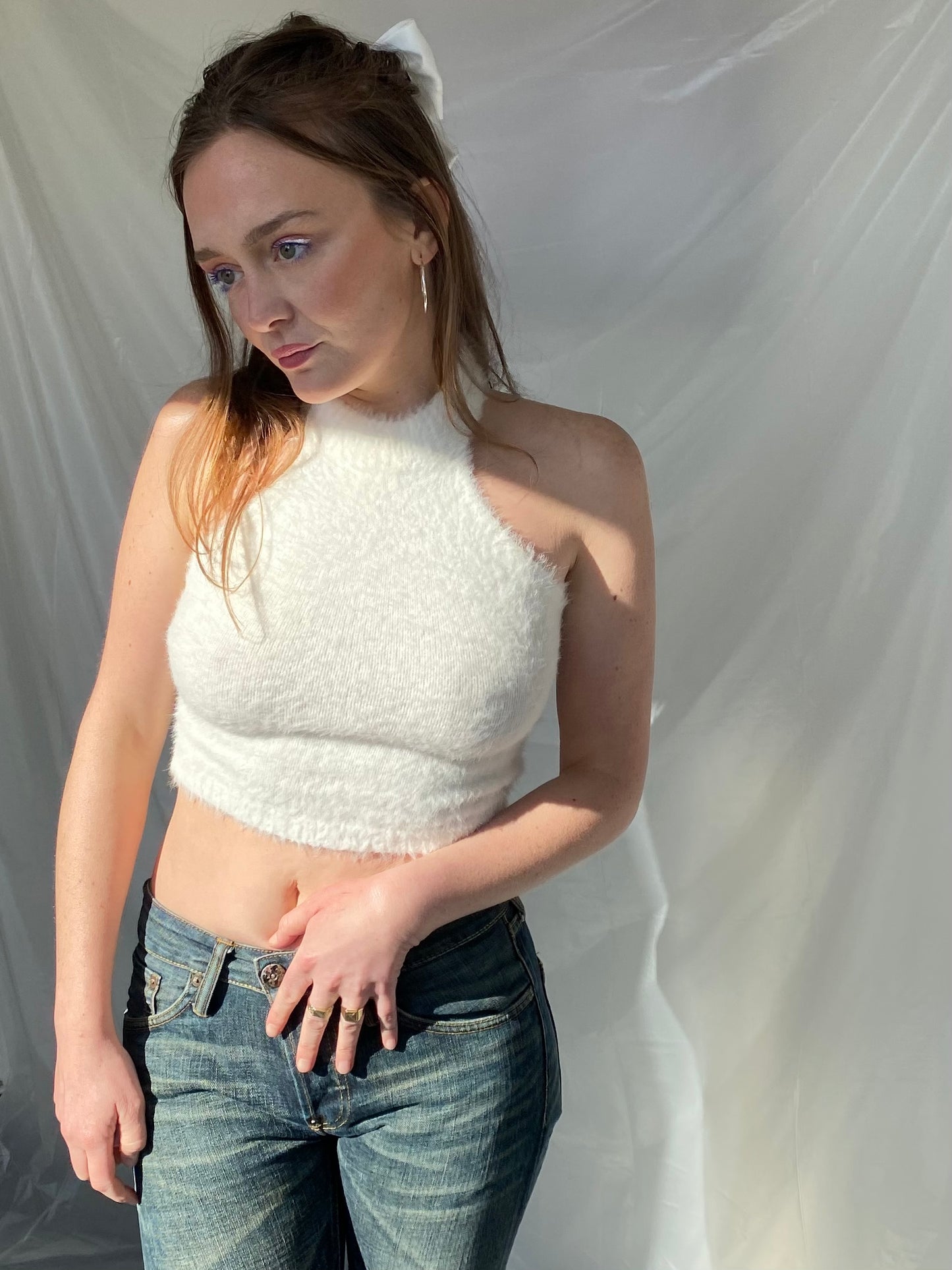 Honey Punch angora bellybutton top