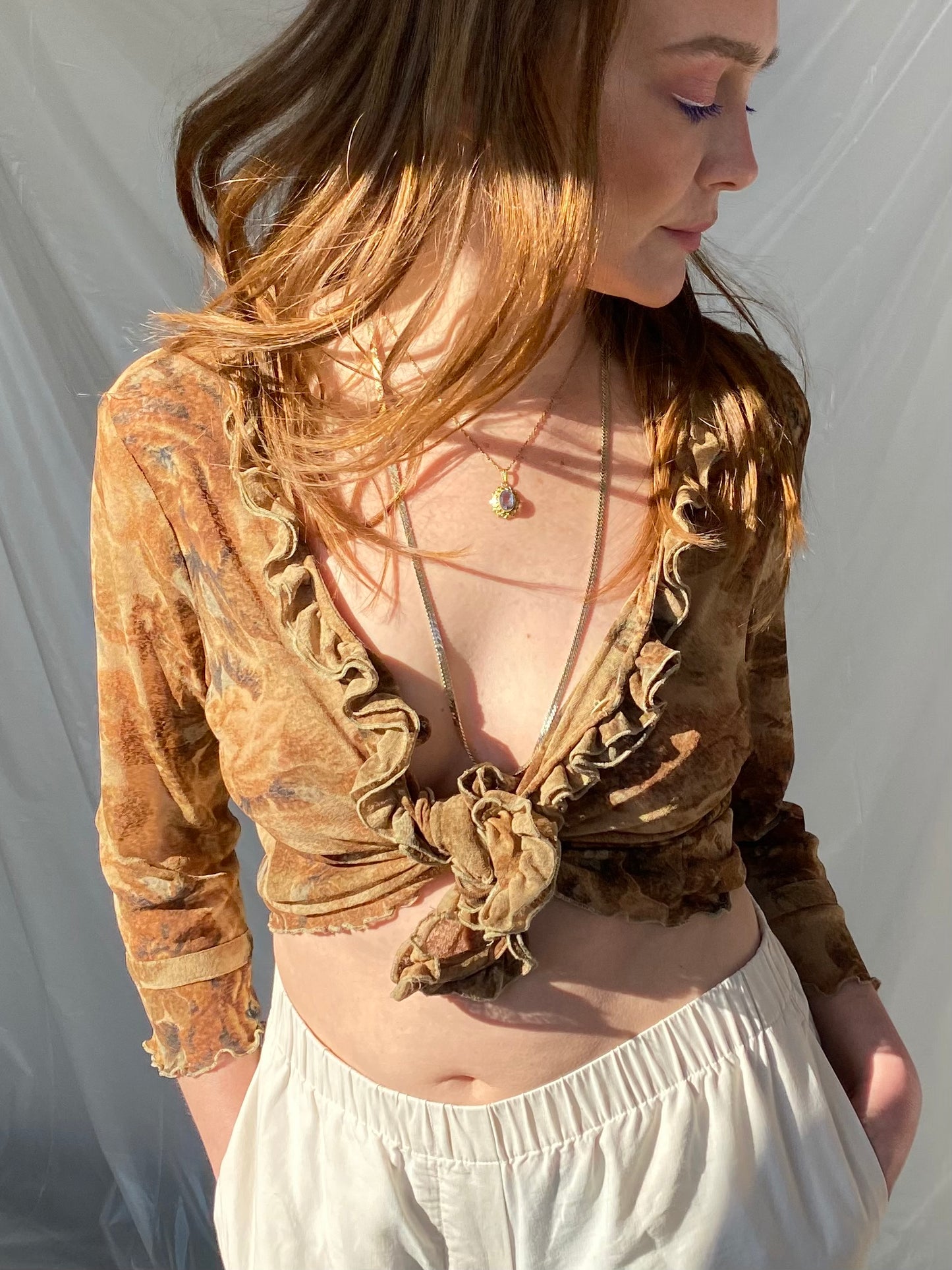 Sheer ruffled cardigan
