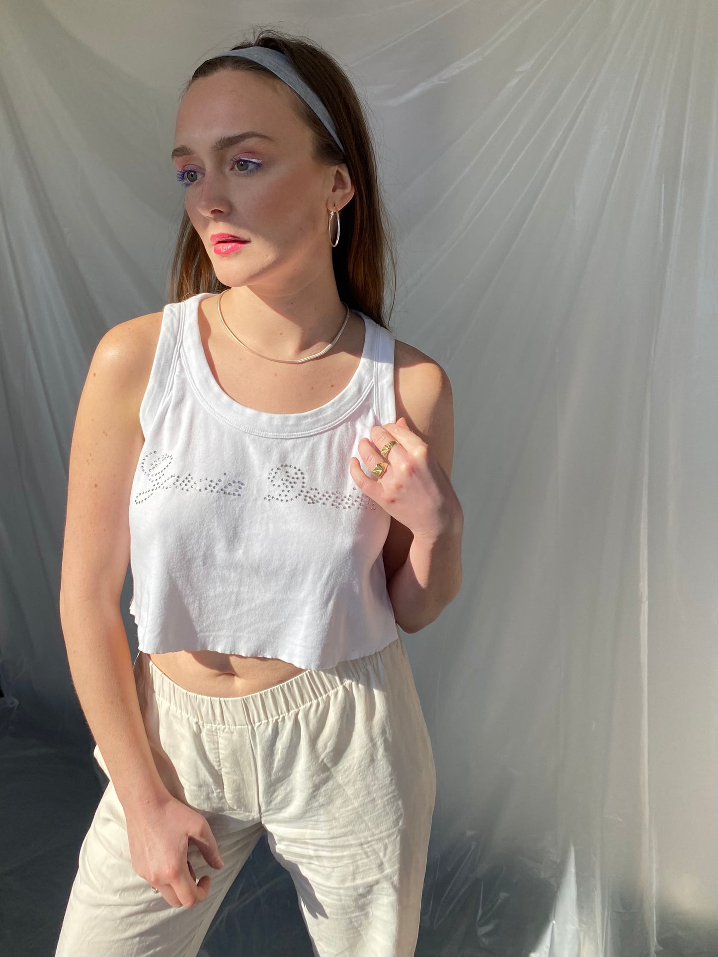 Embellished cropped tanktop