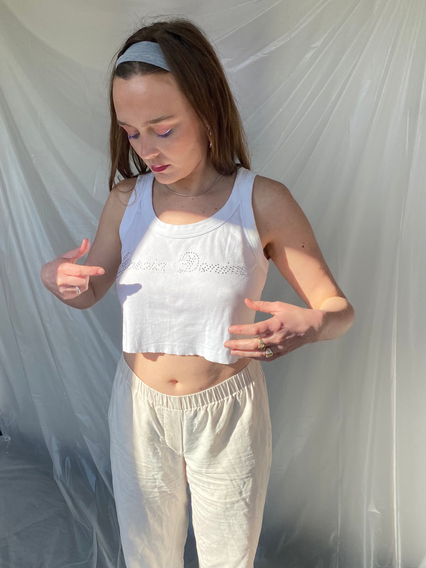 Embellished cropped tanktop