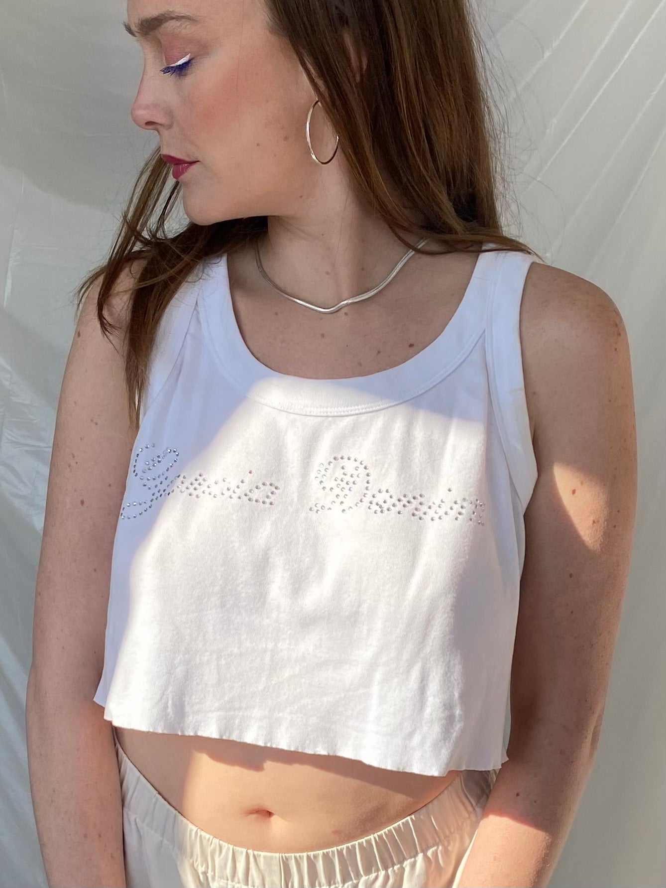 Embellished cropped tanktop