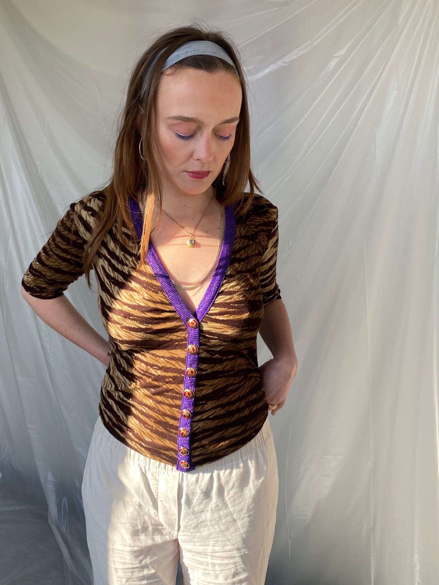 D&G tigerprint button blouse