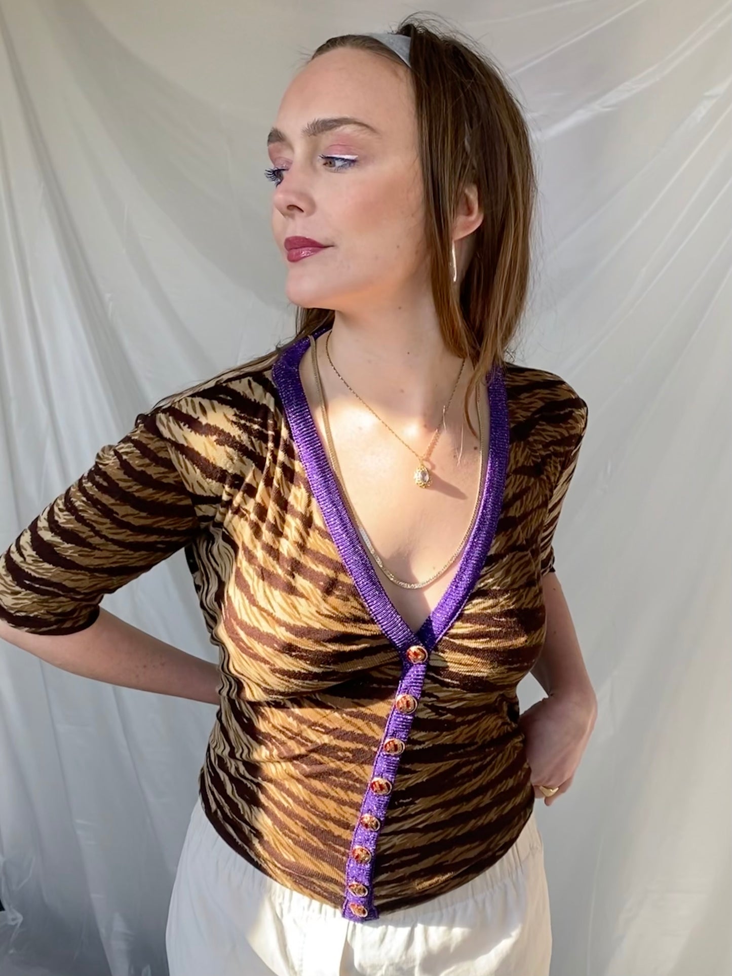 D&G tigerprint button blouse