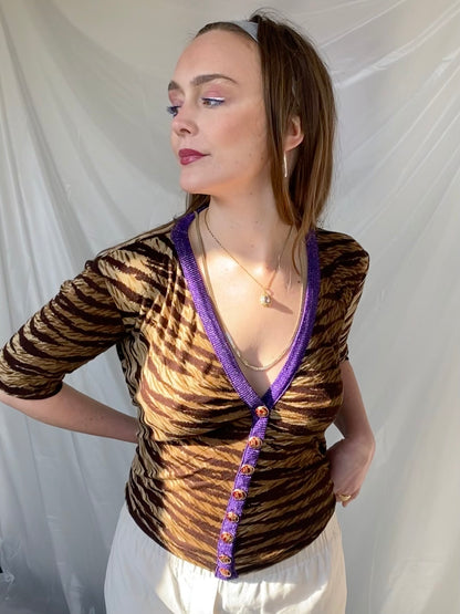 D&G tigerprint button blouse