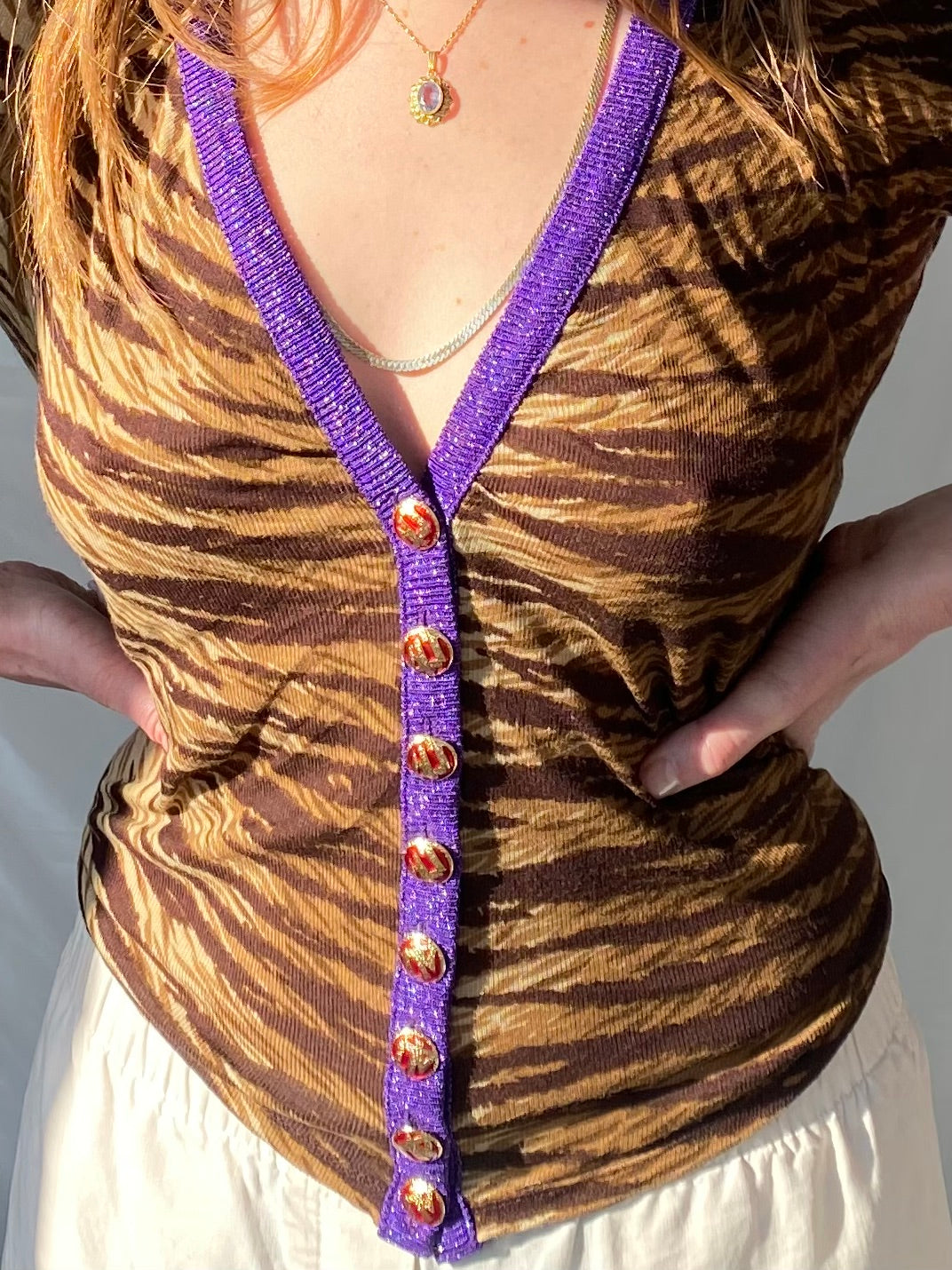 D&G tigerprint button blouse