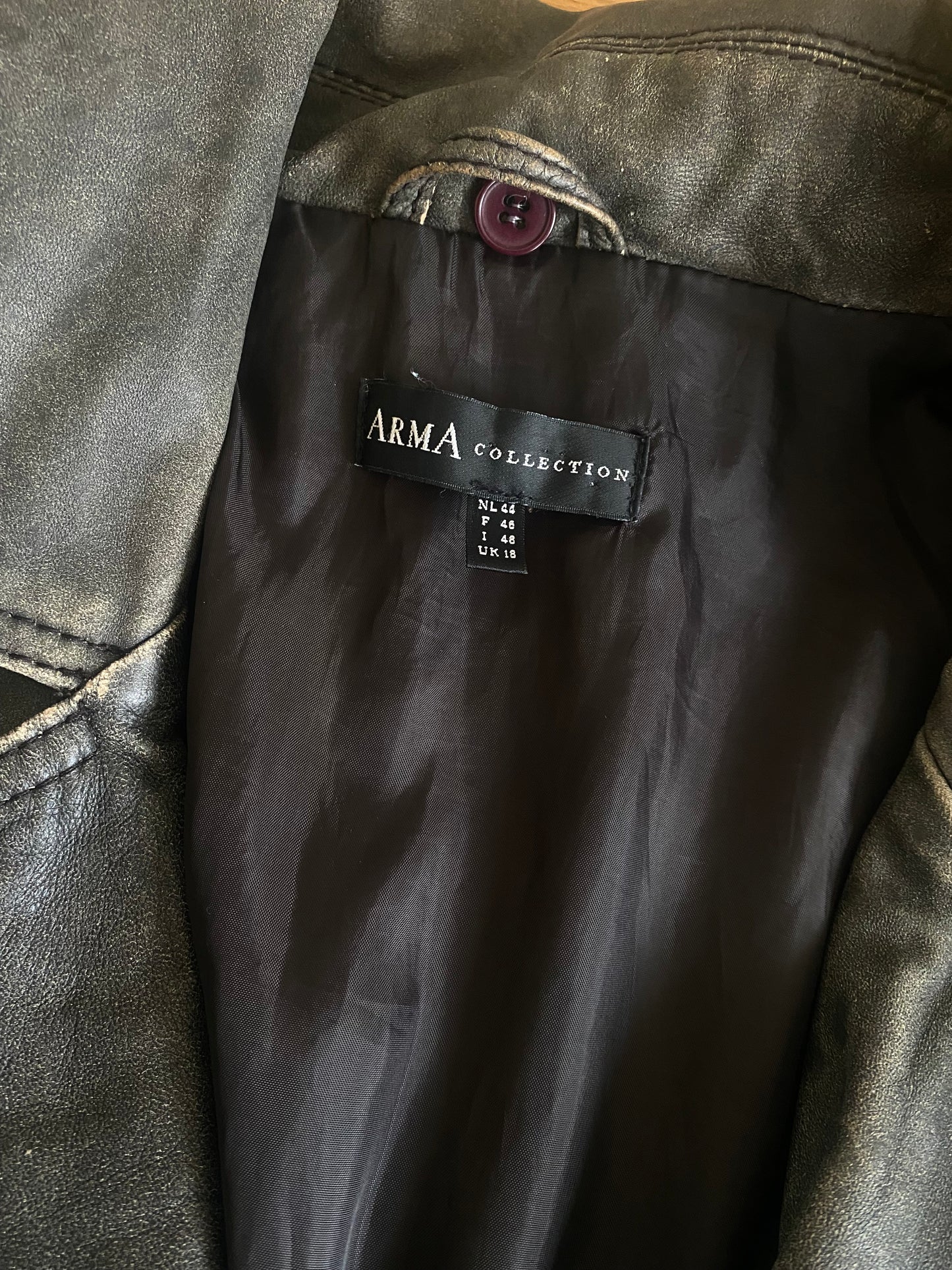 Arma long leather grey jacket