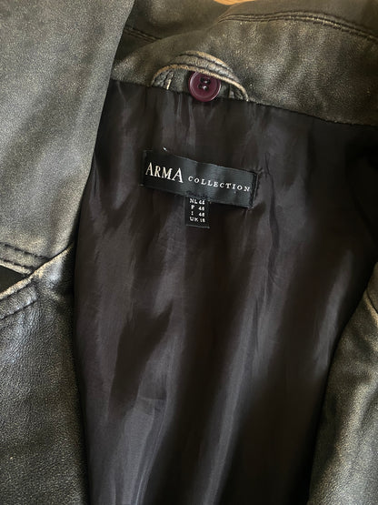 Arma long leather grey jacket