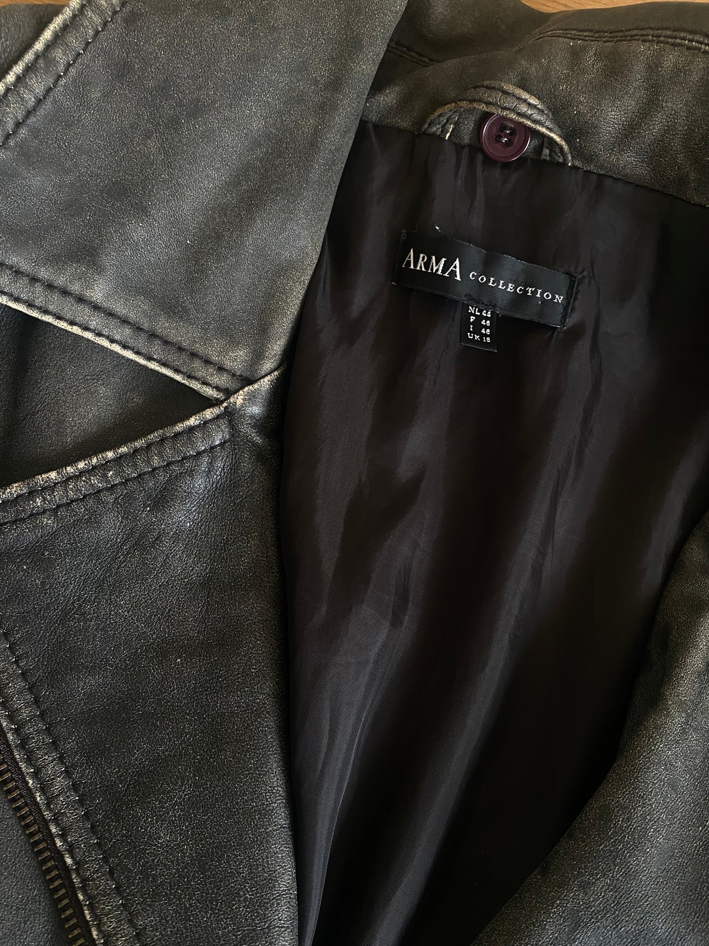 Arma long leather grey jacket